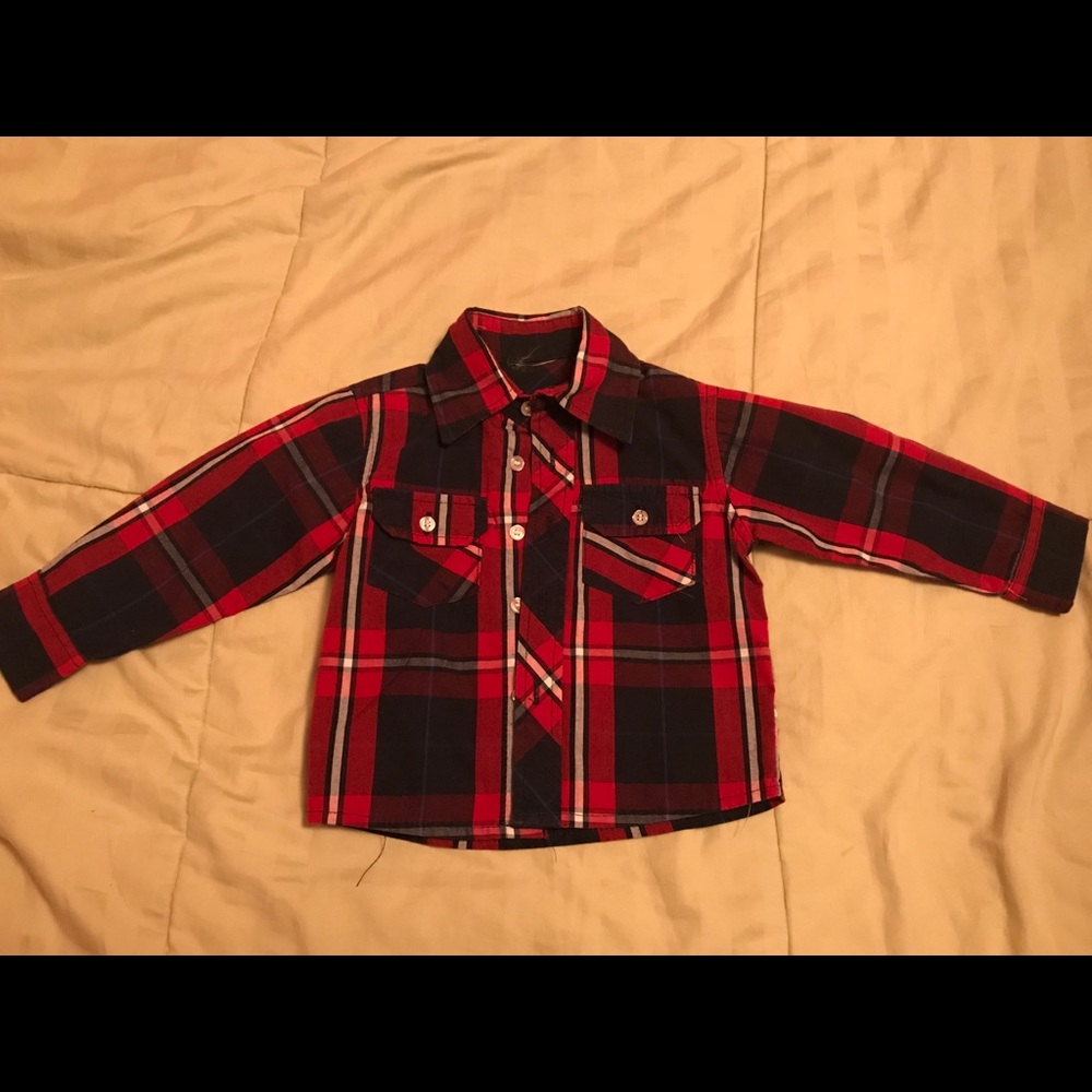 Red and black button down